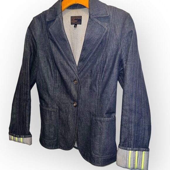 DKNY Womens Denim Jacket Selvedge Hi-Vis Trim Urban Denim Office Wear - Picture 8 of 15